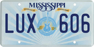 MS license plate LUX606