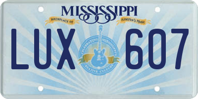 MS license plate LUX607