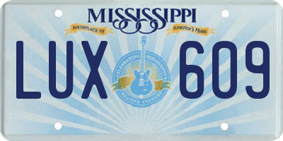 MS license plate LUX609
