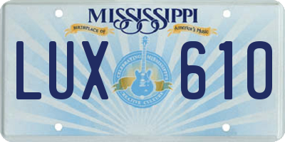 MS license plate LUX610
