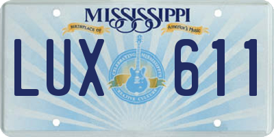 MS license plate LUX611
