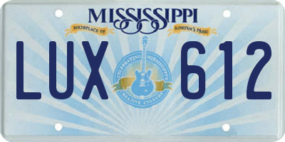 MS license plate LUX612
