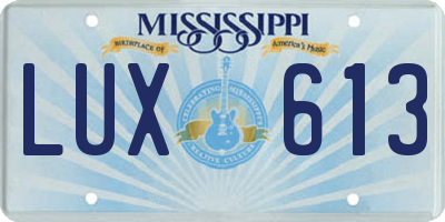 MS license plate LUX613