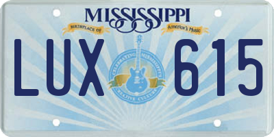 MS license plate LUX615