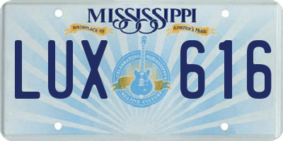 MS license plate LUX616