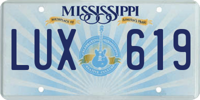 MS license plate LUX619