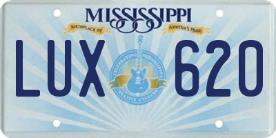MS license plate LUX620