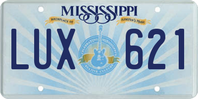 MS license plate LUX621