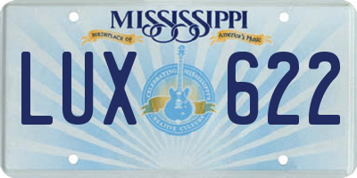 MS license plate LUX622