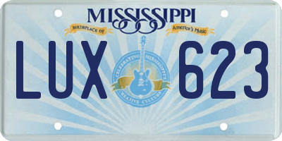 MS license plate LUX623