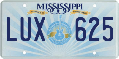 MS license plate LUX625
