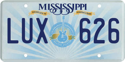MS license plate LUX626