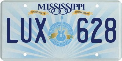 MS license plate LUX628