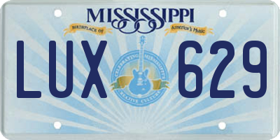 MS license plate LUX629