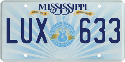 MS license plate LUX633