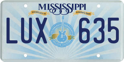 MS license plate LUX635