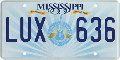 MS license plate LUX636