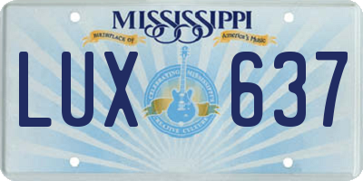 MS license plate LUX637