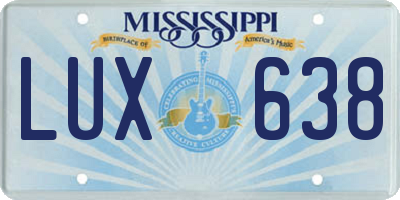 MS license plate LUX638