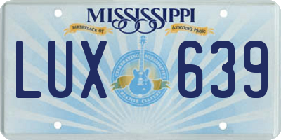 MS license plate LUX639