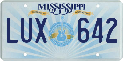 MS license plate LUX642
