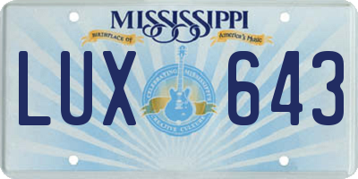 MS license plate LUX643