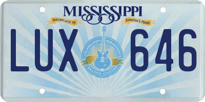 MS license plate LUX646