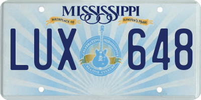 MS license plate LUX648