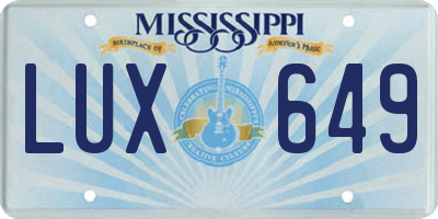 MS license plate LUX649
