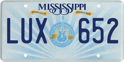 MS license plate LUX652