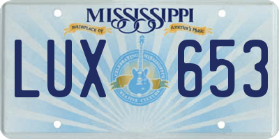 MS license plate LUX653