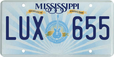 MS license plate LUX655