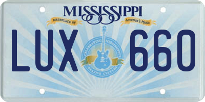 MS license plate LUX660