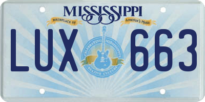 MS license plate LUX663