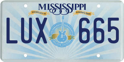 MS license plate LUX665