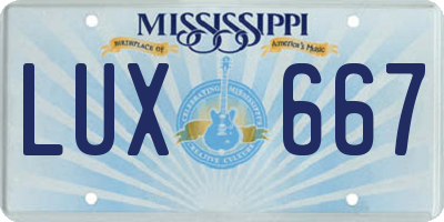 MS license plate LUX667