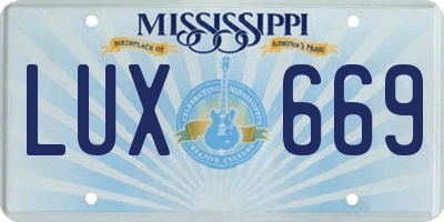 MS license plate LUX669
