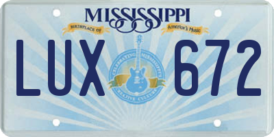 MS license plate LUX672