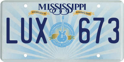 MS license plate LUX673