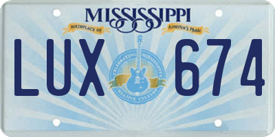MS license plate LUX674