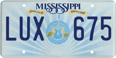 MS license plate LUX675