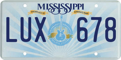 MS license plate LUX678