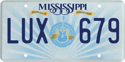 MS license plate LUX679