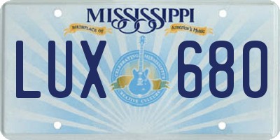 MS license plate LUX680