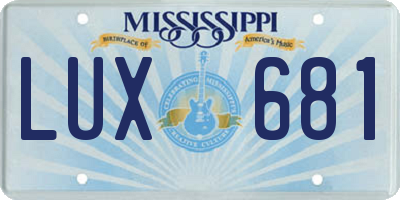 MS license plate LUX681