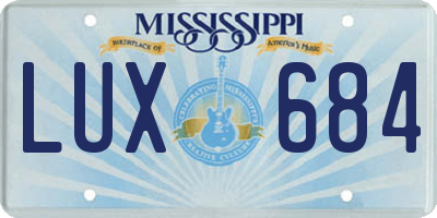 MS license plate LUX684