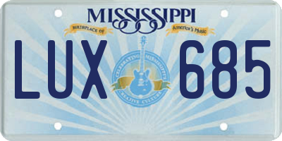 MS license plate LUX685