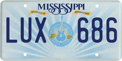 MS license plate LUX686