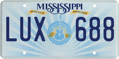 MS license plate LUX688