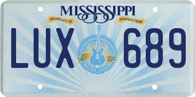 MS license plate LUX689